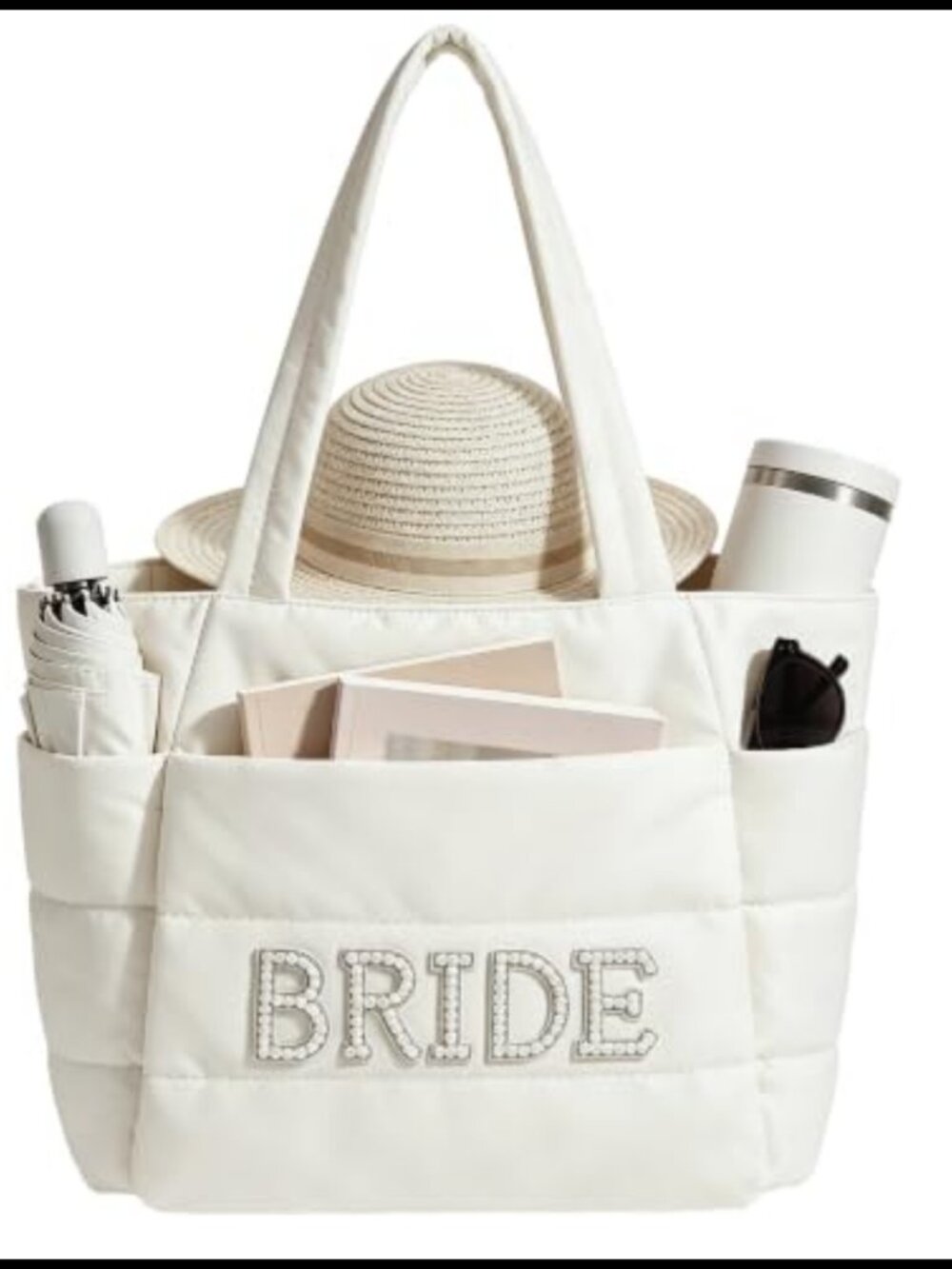 Bride Puffer Tote Bag Nylon Travel Handbag Bridal Shower Gift